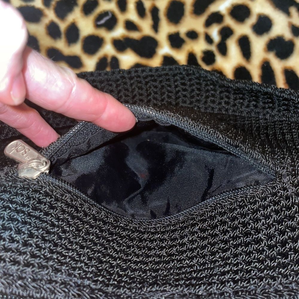 •THE SAK• SOLID BLACK KNIT CROCHET TEXTURED SHOULDER BAG BY SAK. - Picture 7 of 10